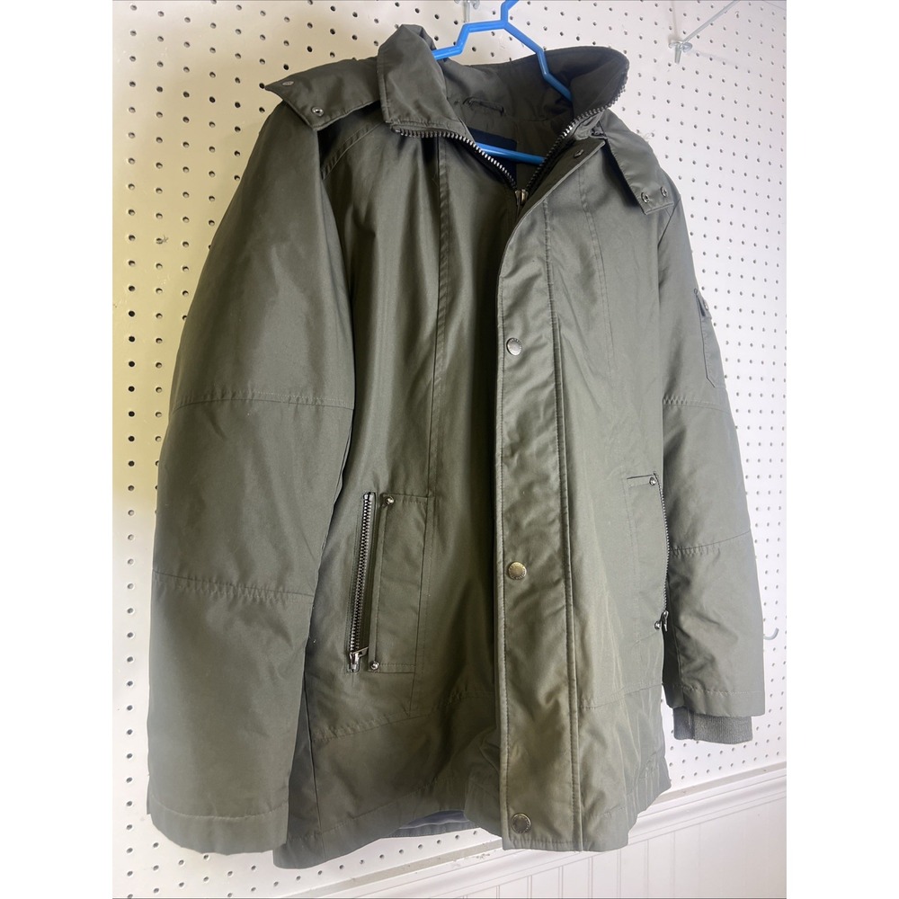 Buffalo David Bitton Men's Med Olive Green Insulated Winter Parka Faux Fur Hood
